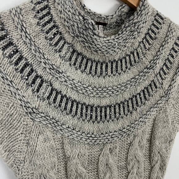 Free People Nordic Nights Cable Knit Sweater Dress Size Medium - Picture 6 of 10